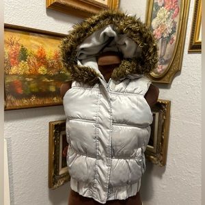 Kids Old Navy Puffer Vest with Fur Hood